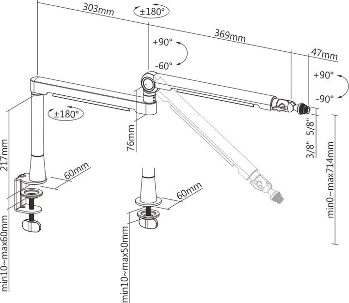 Produktbild Roline Prof. Studio-Mikrofonarm Aluminium