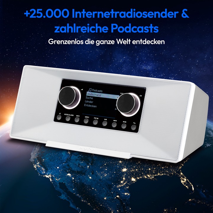 Produktbild Medion MD 89289 Stereo Internetradio weiss (Internetradio, DAB+, MW, AM, FM, Bluetooth, WLAN)