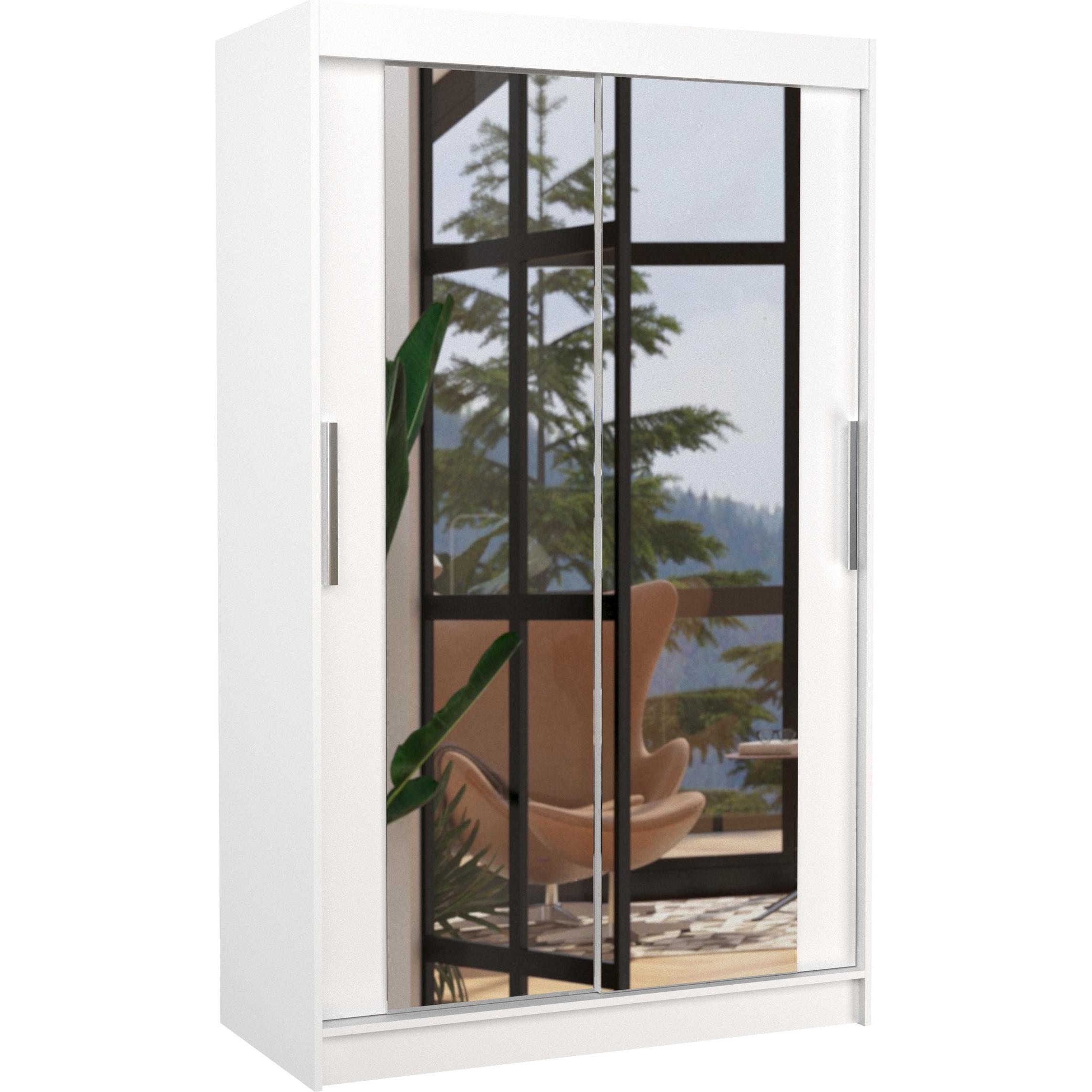 ADRK Furniture, Kleiderschrank, Verspiegelter Schiebeschrank TIBAGO 120 (120 x 58 x 200 cm)