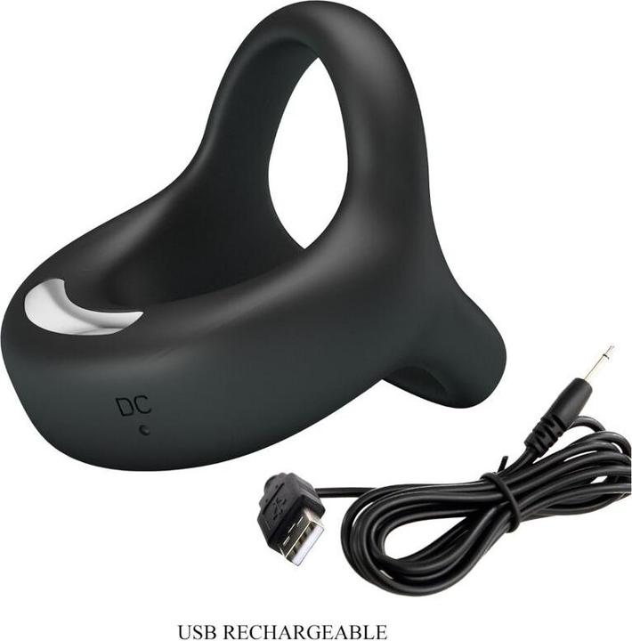 Actual product image Pretty Love VIBRANT PENIS RING ELLIOTT Black, 10 vibration functions