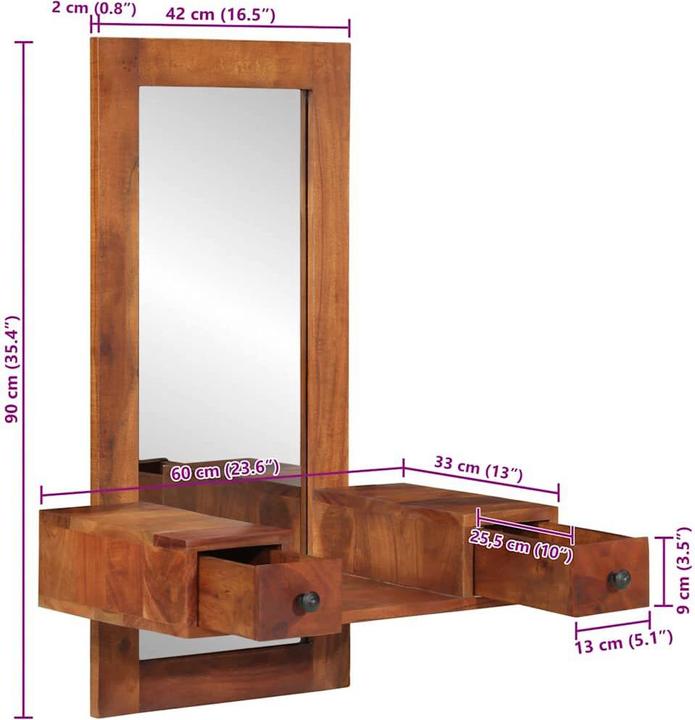 Immagine prodotto vidaXL Wandspiegel (33 x 90 cm)