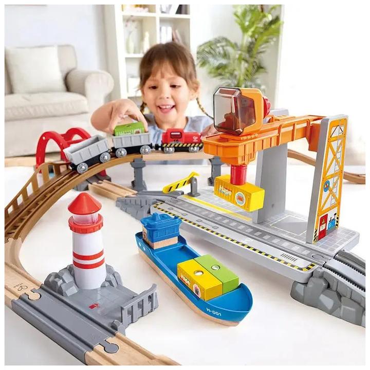 Actual product image Hape Sea + Rail Cargo Transportation Set