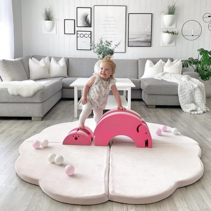 Immagine prodotto Activity Board Tappeto da gioco pieghevole, Tappeto da gioco per bambini, Tappeto di velluto per bambini, Tappeto (160 x 160 cm)