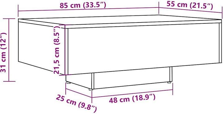 Immagine prodotto vidaXL Tavolo da soggiorno (85 x 55 x 31 cm)