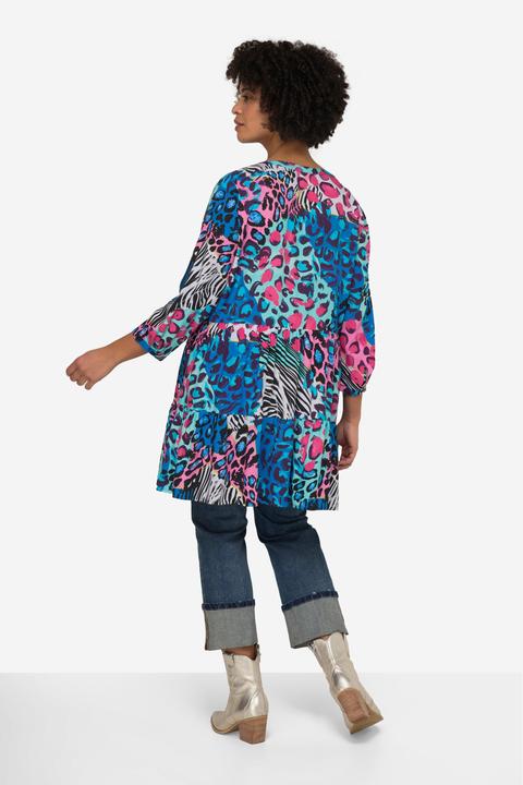 Actual product image Angel of Style Colorful Leopard Pattern Tunic with 3/4 Sleeves and Tunic Neckline (52)