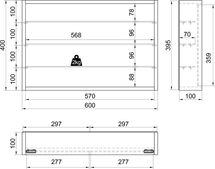 Immagine prodotto VCM Wandvitrine (60 x 10 x 40 cm)