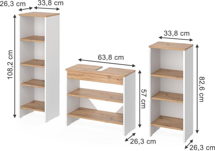 Produktbild Vicco Badmöbel-Set Karli, Weiss/Goldkraft Eiche, 3 Teile
