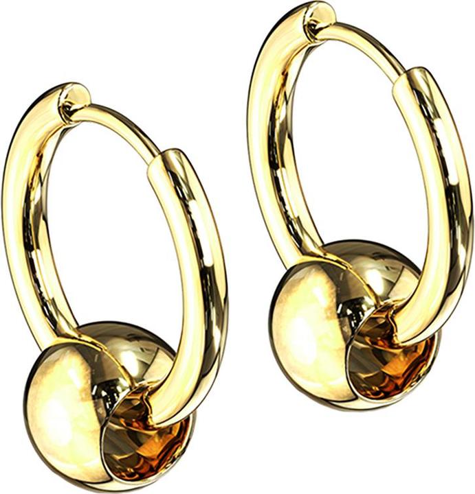 Produktbild Star Piercing Ohrring vergoldet Anhänger Kugel (ohne Messing, Chirurgenstahl 316L)