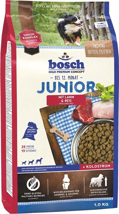 Produktbild Bosch Petfood Hundefutter trocken, bosch Junior Lamm & Reis 1 kg (Welpe + Kitten, 1 Stk., 1000 g)
