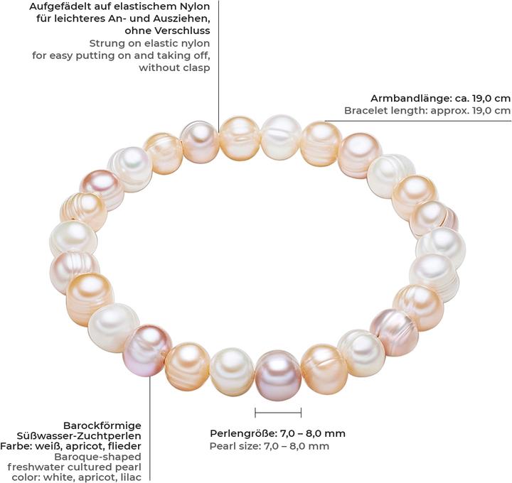 Immagine prodotto Valero Pearls Perla d'acqua dolce da donna 19,0 cm - 3810 (19 cm, Perla d'acqua dolce coltivata)