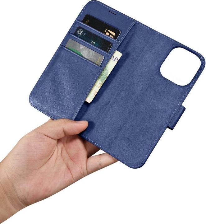 Actual product image iCarer case Wallet 2 in1 cover iPhone 14 Pro Max. Leather Flip Case Anti-RFID Blue (WMI14220728-BU) (Apple iPhone 14 Pro Max)