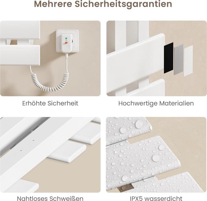 Actual product image Emke Electric towel rail with LED display 100x50 cm 320W WiFi Timer Right cable connection White