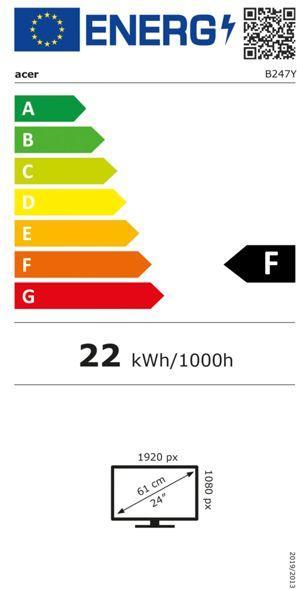 Energie-Label Acer B247YDbmiprzx HDMI+DP+USB IPS (1920 x 1080 Pixel, 23.80")