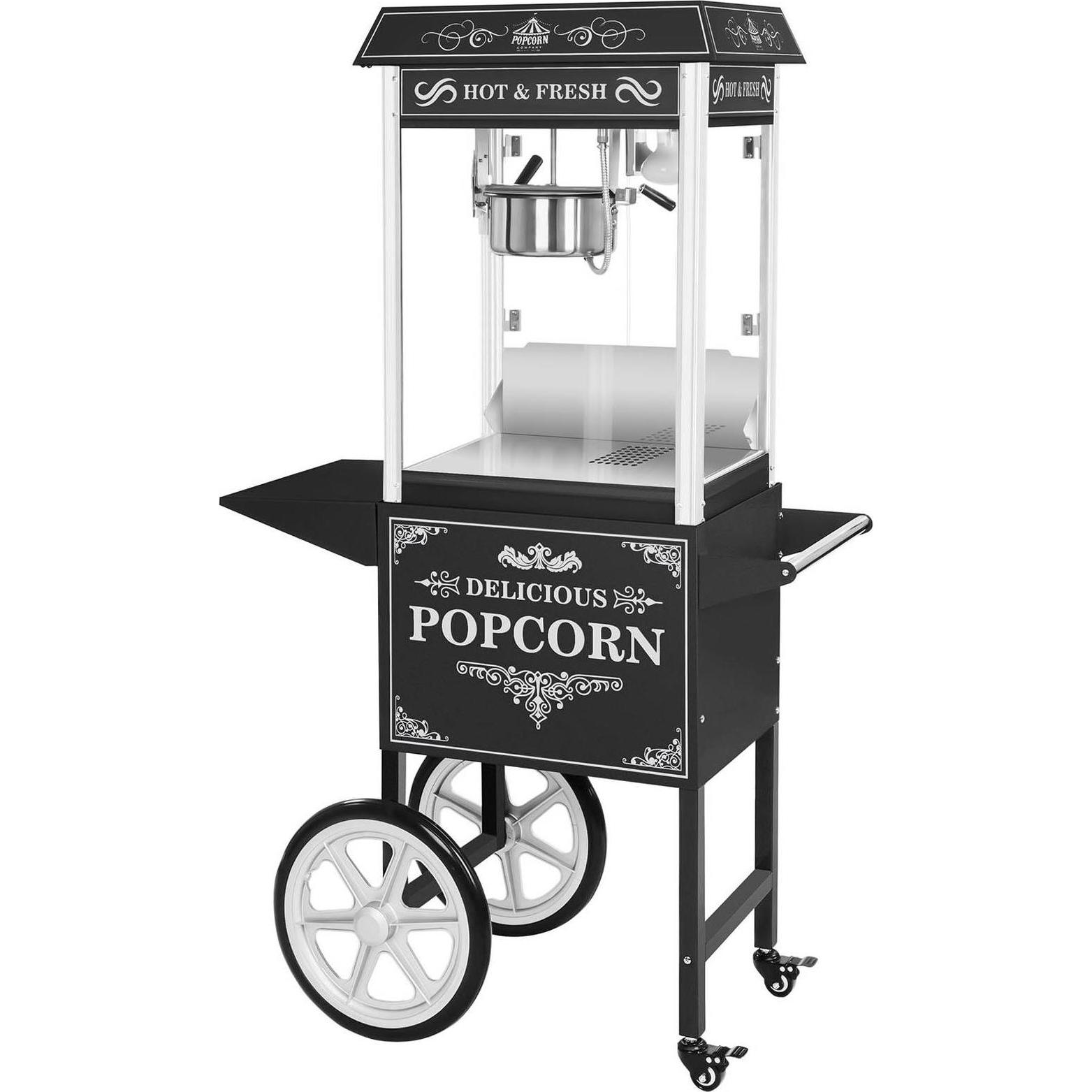 Thumbnail - Royal Catering Retro Popcornmaschine Popcornmaker Popcornautomat 1600W 5kg h Schwarz mit Wagen, Fun Kitchen, Schwarz