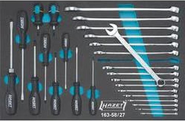 Produktbild HAZET Werkzeug Satz ∙ Ring-Maulschlüssel ∙ Schraubendreher 163-58/27 ∙ Kreuzschlitz Profil PH, Schl…