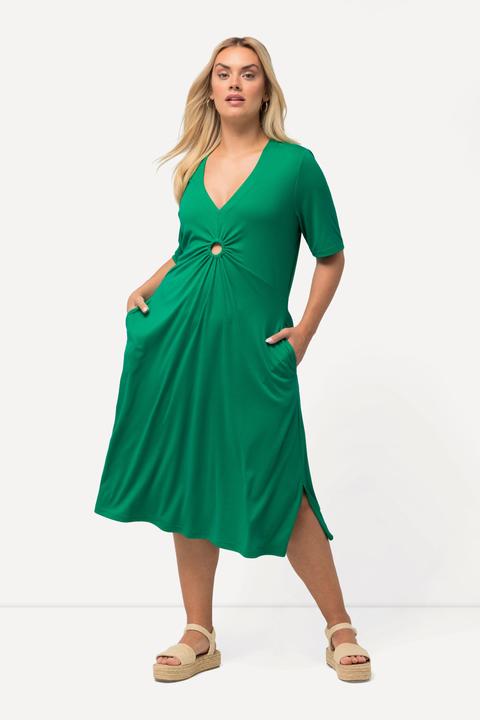 Produktbild Ulla Popken Jersey-Midikleid, A-Linie, V-Ausschnitt, Halbarm (50, 52)