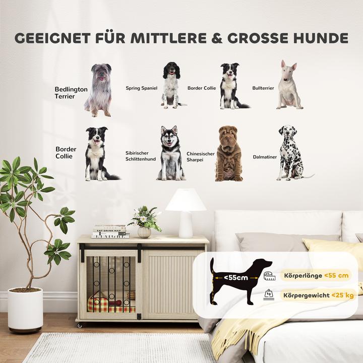 Image du produit PawHut Hundekäfig MDF, Stahl Eiche