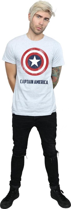 Actual product image Mens Captain America Shield Text T-Shirt (3XL)