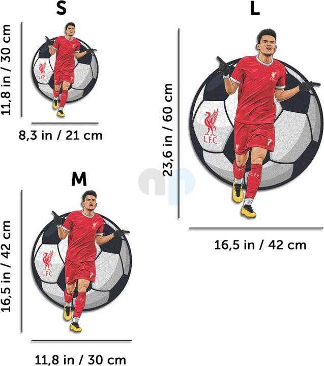 Actual product image Iconic Liverpool FC - Luis Diaz - Wooden Puzzle Size L (500 pieces) (500 pieces)