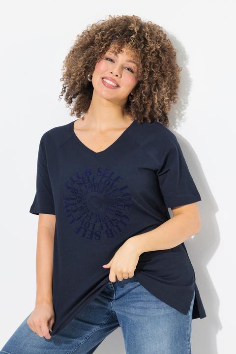Produktbild Ulla Popken T-Shirt, Flockdruck, V-Ausschnitt, Raglan-Halbarm (46, 48)