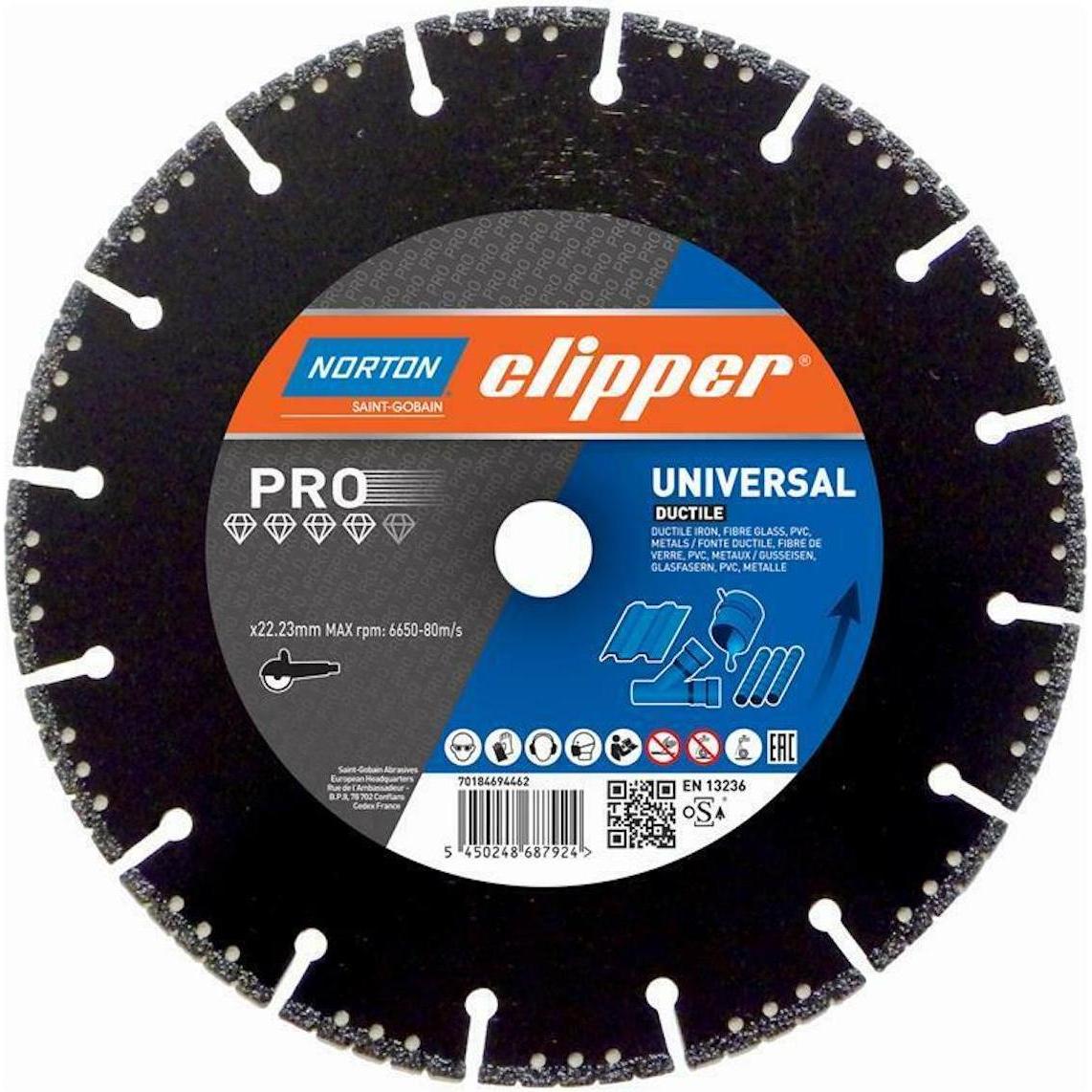 Norton Clipper Clipper Diamanttrennscheibe Pro Universal Ductile - 115x22,2 mm (45067554)