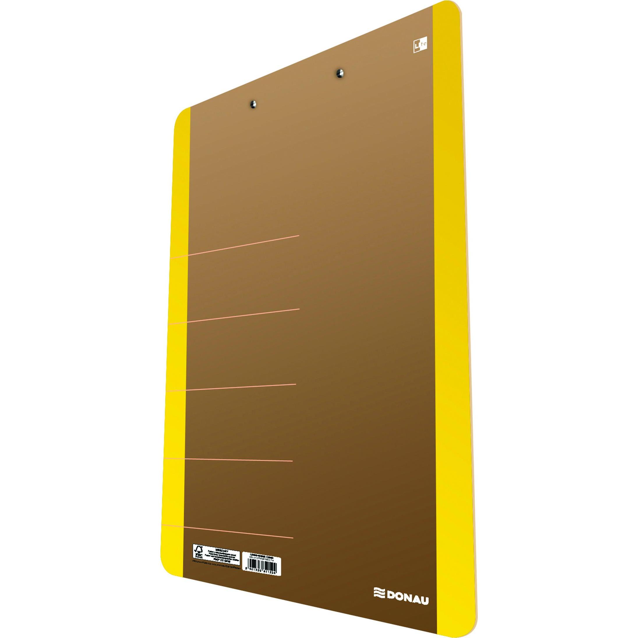 Donau, Sottomano per scrivania, Clipboard Life 330288108 DIN A4 cartone giallo neon