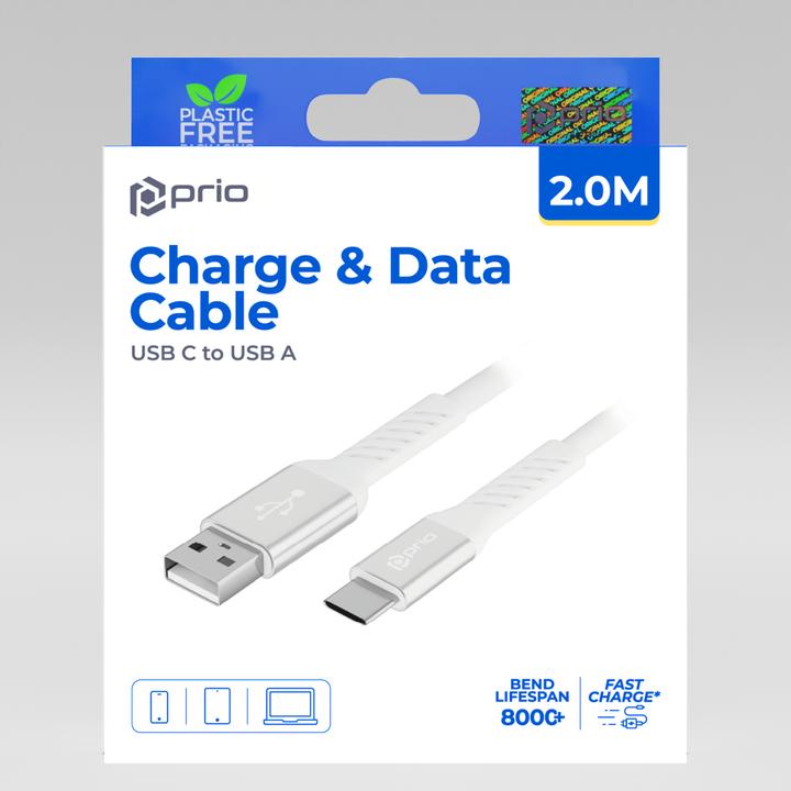 Produktbild prio Lade- und Datenkabel USB C auf USB A 2,0 m weiss (2 m)