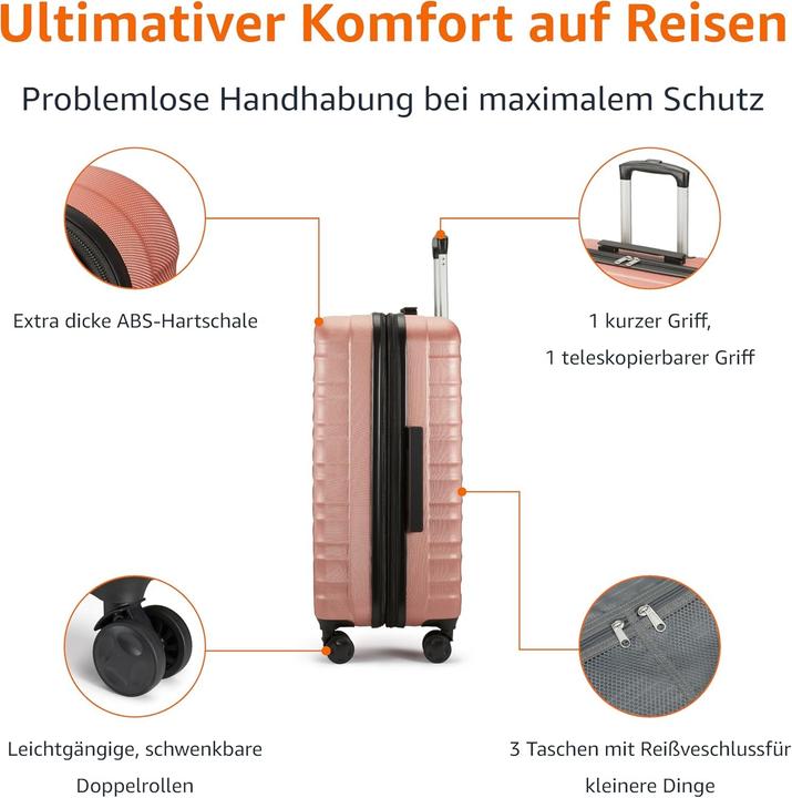 Image du produit Amazon Basics Home Lifestyle Koffers. 2-delige set. roségoudkleurig (32 l)