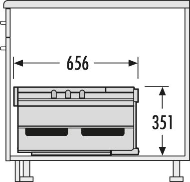 Actual product image Hailo Waste bin Rondo 3646131 Corner waste bin 3 compartments for 90x90 corner base unit 2x 8.5 + 18 (35 l)