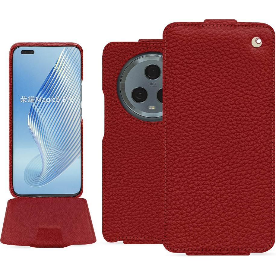 Noreve Lederschutzhülle vertikal (Honor Magic5 Pro), Smartphone Hülle, Rot