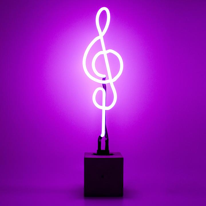 Produktbild Locomocean Glas Neon Tischlampe mit Betonsockel - Notenschlüssel