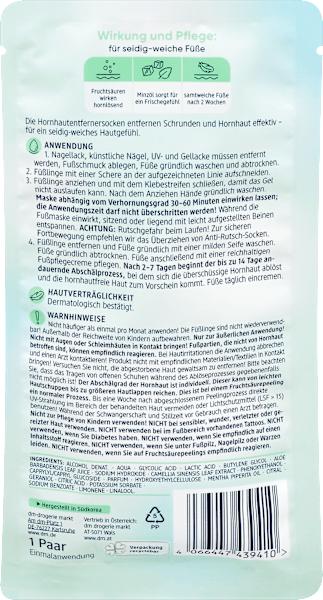 Valeurs nutritives et ingrédients dm Balea Masque pour les pieds Chaussettes (Masque de pied)
