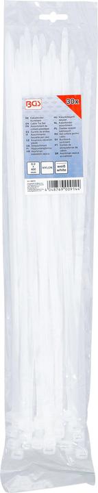 Produktbild BGS Kabelbinder-Sortiment weiss 8,0 x 400 mm 30-tlg. (400 mm, 30 Stk.)