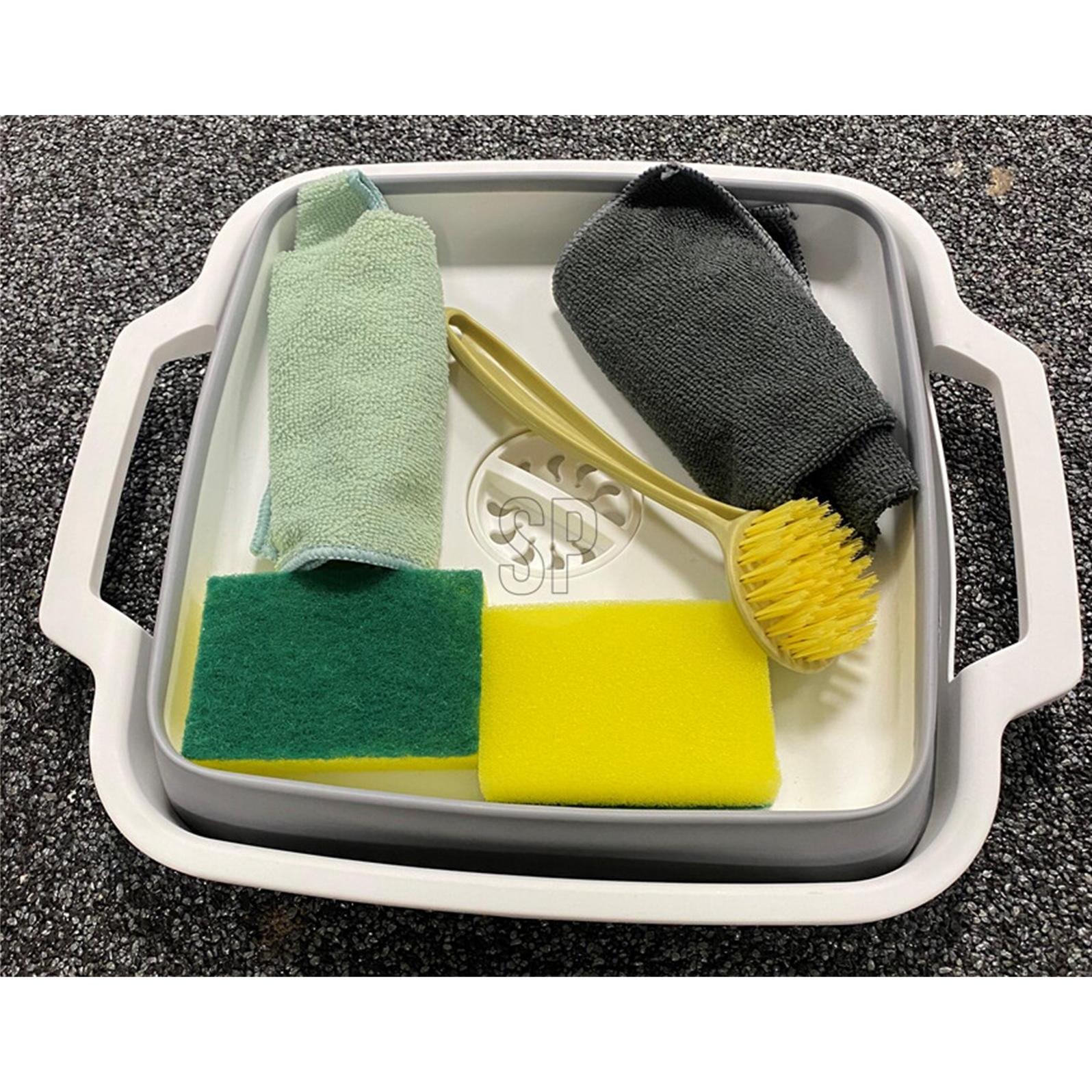 HTI-Living Reinigungsset 6-teilig mit Spülschüssel, Reinigungsutensil, Weiss