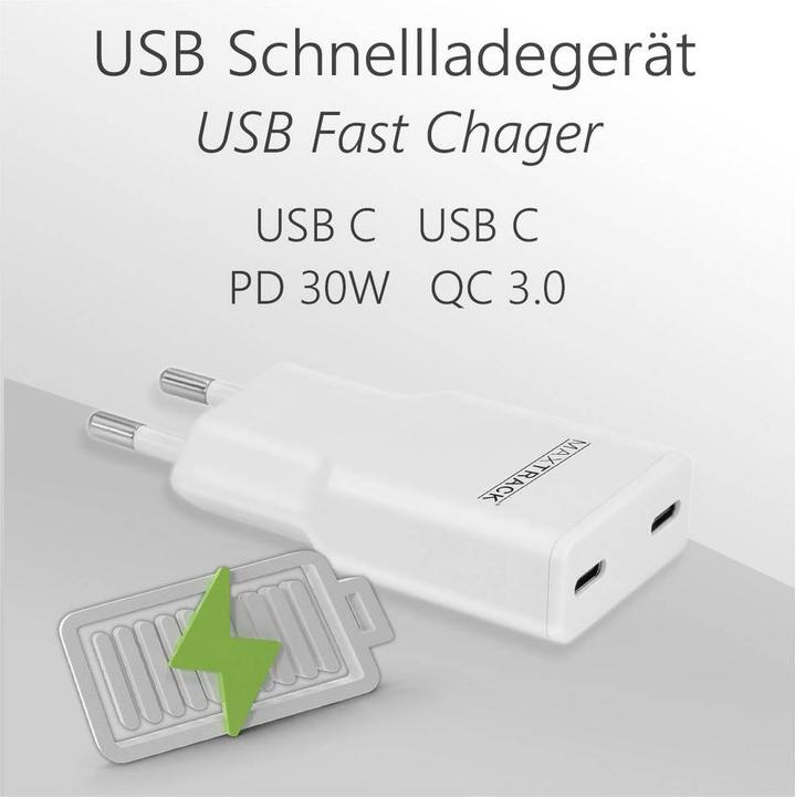 Produktbild Maxtrack USB-C Fast Charger (30 W, 2 Ports)