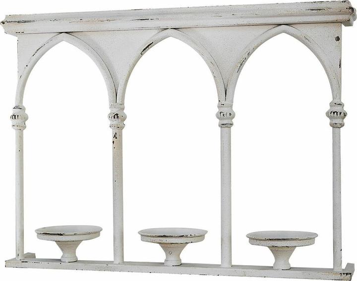 Loberon Portacandele da parete Oliviette bianco antico