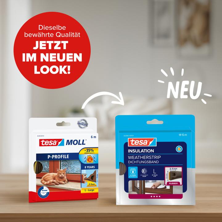 Produktbild tesa tesamoll CLASSIC P-Profil Fensterdichtung, Gummidichtung zum Isolieren