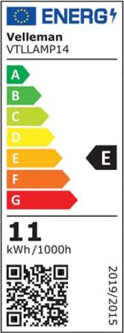 Energie-Label Velleman LED-LUPENLEUCHTE - DIMMBAR - 3 DIOPTRIEN - 60 LEDs - WEIss (1200 lm)