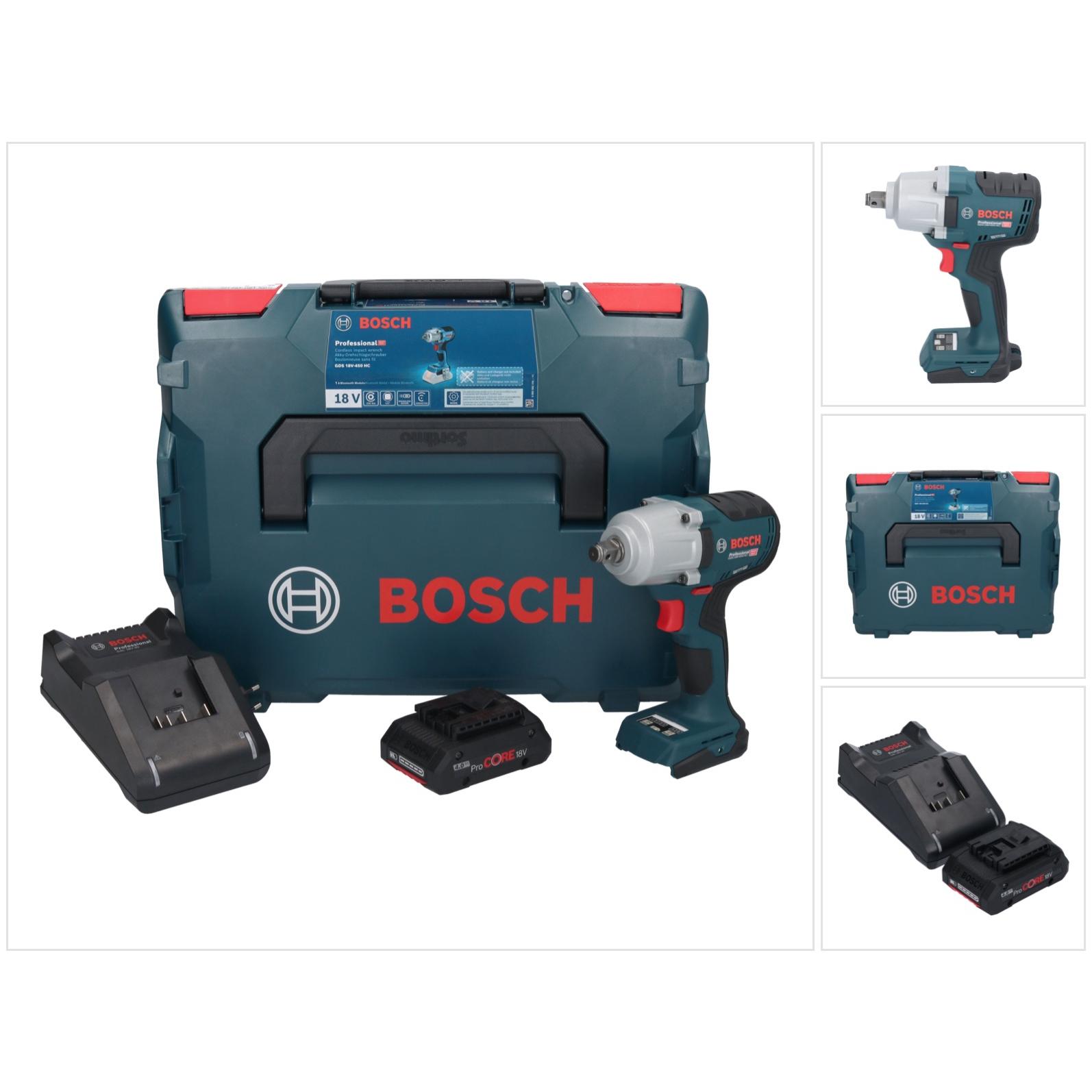 Bosch Professional, Bohrmaschine + Akkuschrauber, Bosch GDS 18V-450 HC Akku Drehschlagschrauber 18 V 450 Nm 1/2" + 1x Pr...