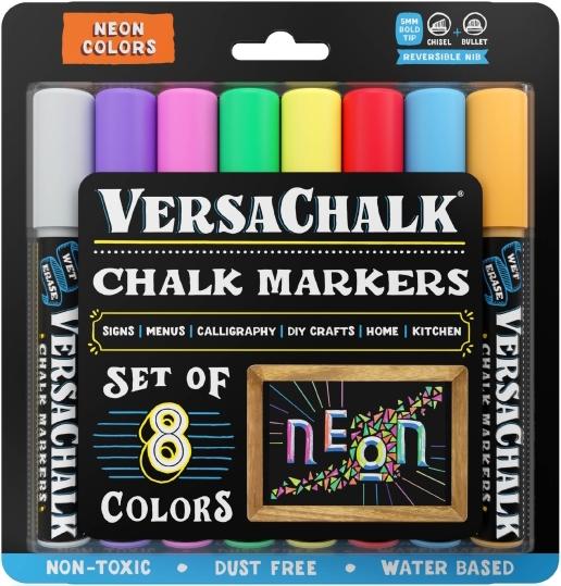 Produktbild VersaChalk - Neon Flüssigkreide Marker 8er Set mit 5 mm Spitze (Mehrfarbig, 5 mm, 8 x)