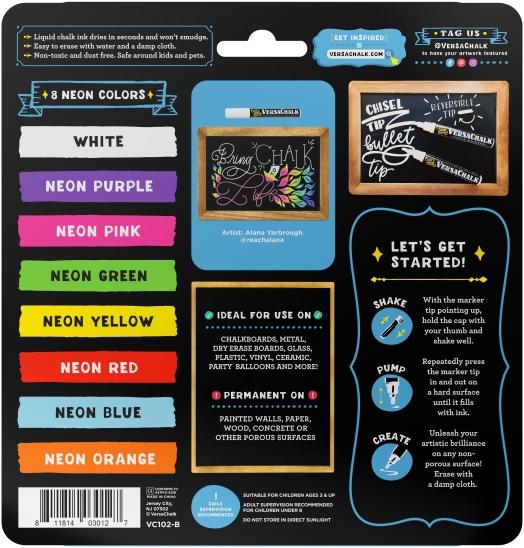 Produktbild VersaChalk - Neon Flüssigkreide Marker 8er Set mit 5 mm Spitze (Mehrfarbig, 5 mm, 8 x)