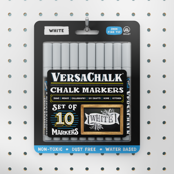 Actual product image VersaChalk - White Liquid Chalk Marker Set of 10 3mm Tip (White, 10 x)