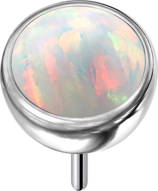 Produktbild Star Piercing Threadless Halbkugel silber mit Opal weiss (ohne Messing, Titan G23)