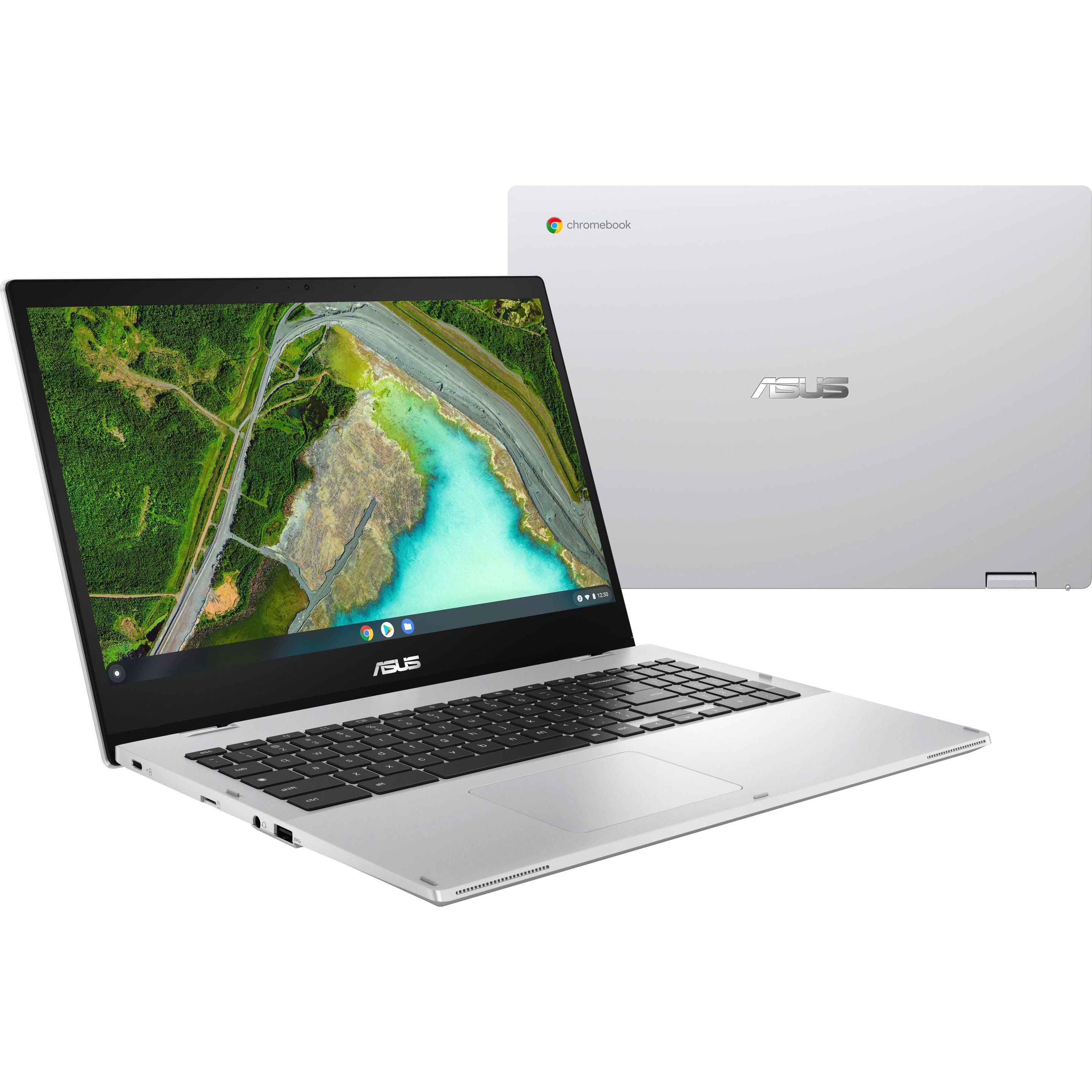 ASUS Chromebook Flip CX1 (15.60", 128 GB, 8 GB, DE, Intel Celeron N4500), Notebook, Silber