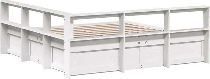 Produktbild vidaXL Massivholzbett mit Regal ohne Matratze Weiss 180x200 cm Kiefer (180 x 200 cm)