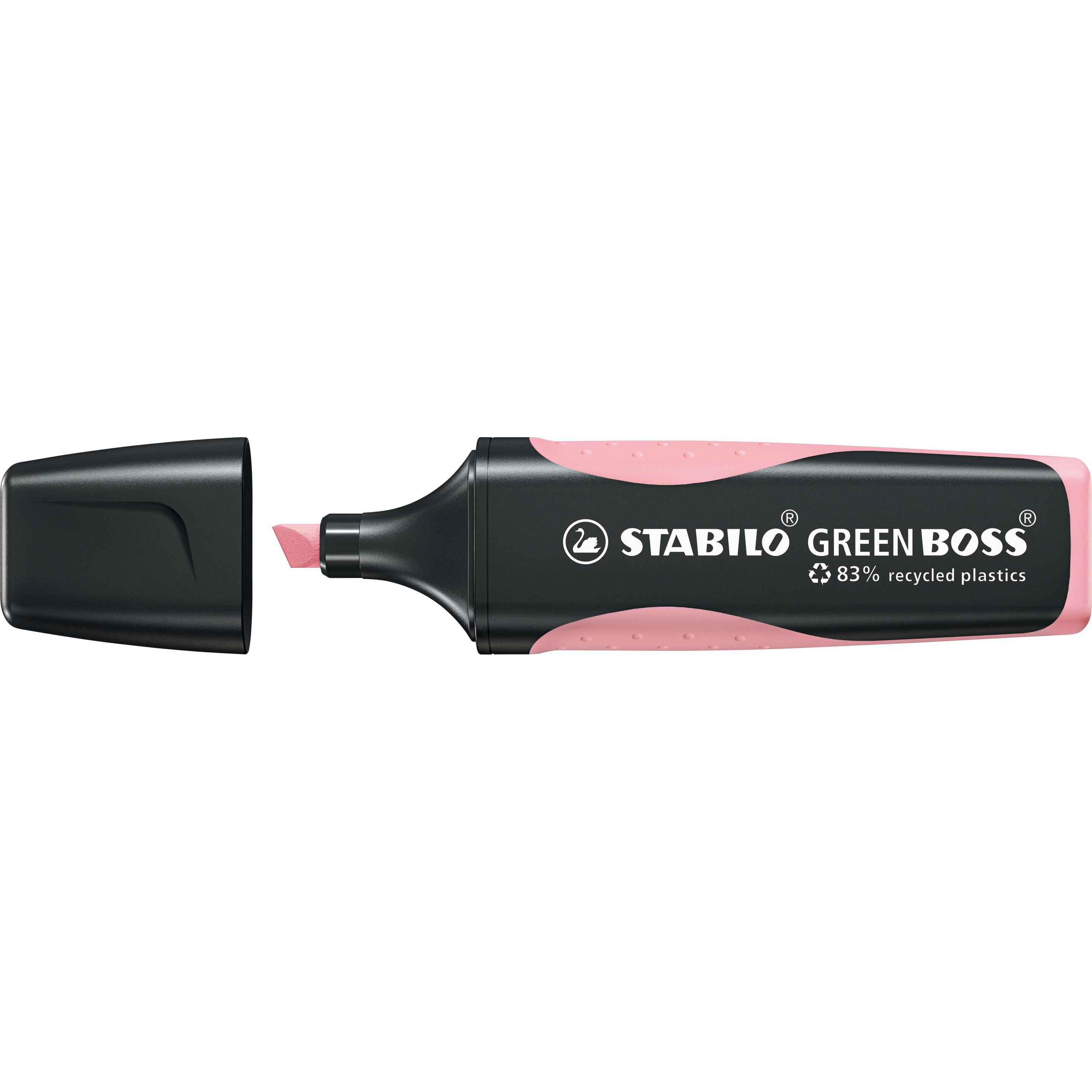 4x STABILO, Marker, Umweltfreundlicher Textmarker - GREEN BOSS Pastel - 10er Pack - rosiges Rouge (Rosiges Rouge, 10 x)