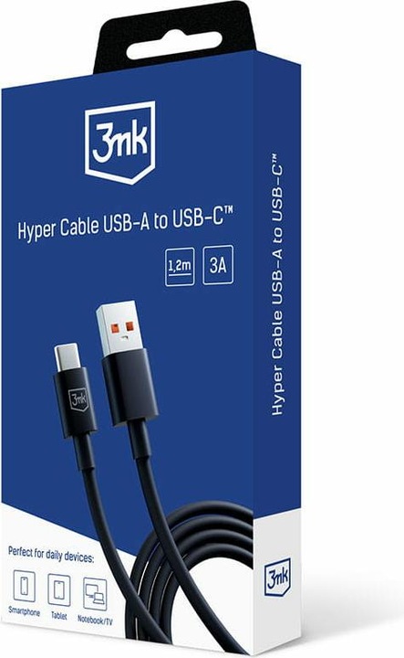 Actual product image 3MK Hyper Cable USB-A - USB-C 1.2m 5A Czarny/Black (1.20 m)