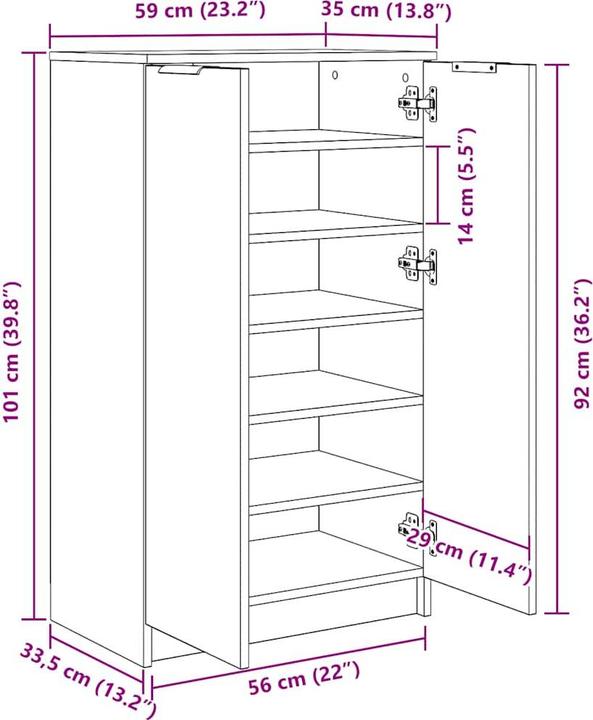 Produktbild vidaXL Schuhschrank (59 x 35 x 100 cm)