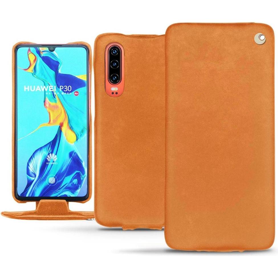 Noreve Lederschutzhülle vertikal (Huawei P30), Smartphone Hülle, Orange