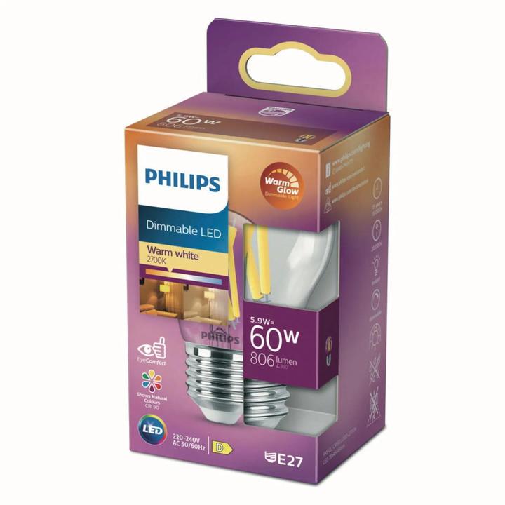 Productafbeelding Philips transparant (E27, 5.90 W, 806 lm, 1 x, D)